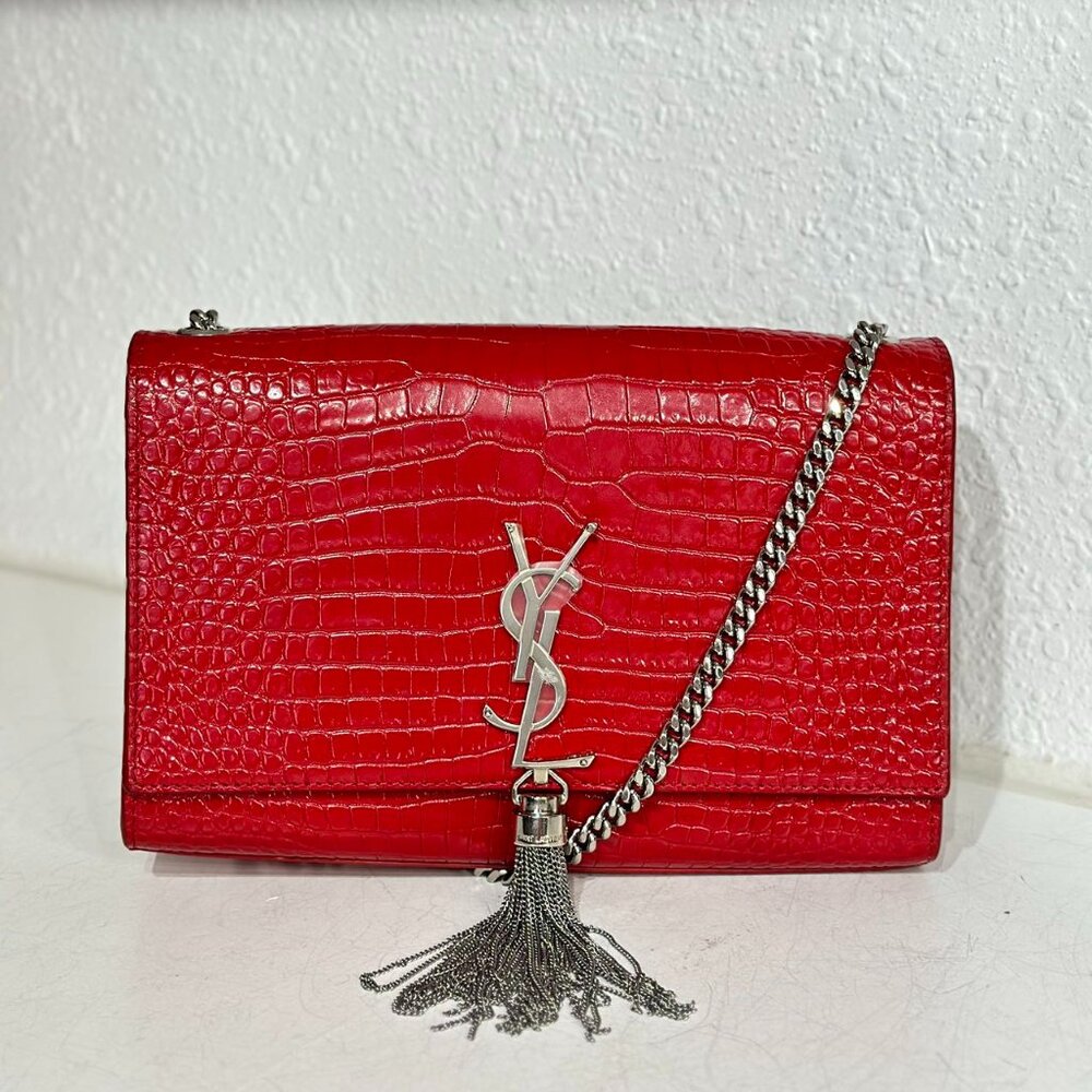 Silver Chain Saint Laurent Red Crossbody Saint Laurent Red